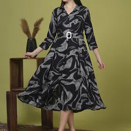 FASHOR Women Abstract Printed Shirt Midi Dress-image-18