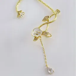 FIMBUL Gold-Plated Artificial Stones Studded Enamelled Floral Ear Cuffs-picture-48