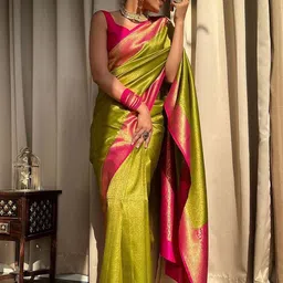 BerMondsey Ethnic Motifs Woven Design Zari Banarasi Saree-image-34