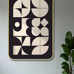 SAF Black & Off White Abstract Printed Wooden Wall Art-image-94