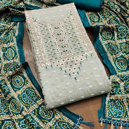 HERE&NOW Embellished Unstitched Dress Material-picture-5