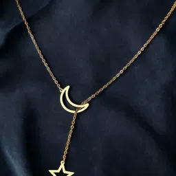 fabula Gold-Plated Star Moon Lariat Multi Layered Delicate Necklace-image-10