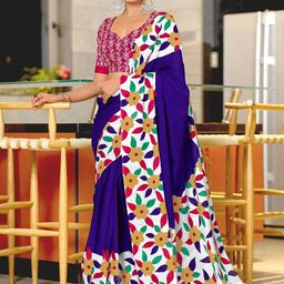 Suha Blue Pure Cotton Printed Block Print Sarees-picture-45