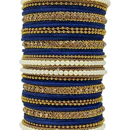 CHRISHAN Set Of 32 Stone-Studded & Fabric Bangles image 2