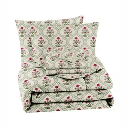 bsb home Pink & White Floral Cotton 4 Piece Double Queen Regular Bedding Set-image-89