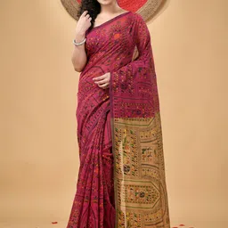 DESH BIDESH Women Warli Printed Block Print Saree-27