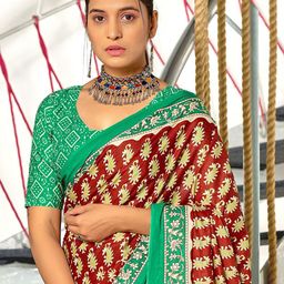 KALINI Batik Ready to Wear Block Print Saree image 4