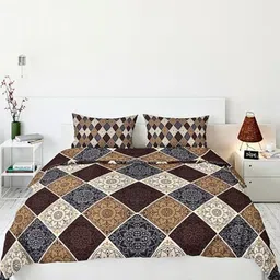 Comfowell Brown & White Printed 210 GSM Heavy Winter Cotton Reversible Double Bed Dohar-image-52