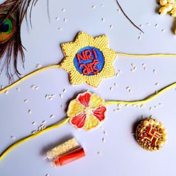 Sangria Set Of 2 Rakhis With Roli Chawal & Card-image-97