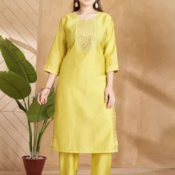 BAESD Girls Yoke Design Regular Pure Silk Kurta with Trousers-image-51