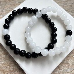 Sukhad Unisex Set Of 2 Crystals Beaded Elasticated Bracelets-0