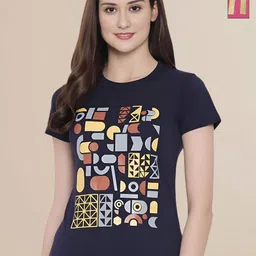 Mast & Harbour Women Typography 2 Printed Applique T-shirt-image-56