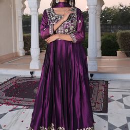 KALINI Embroidered Semi-Stitched Dress Material-image-58