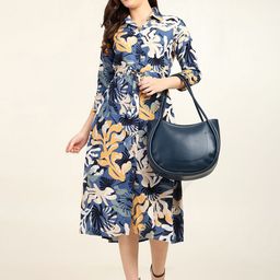 CRAFTBAZAR Tropical Printed A-Line Maxi Dress-image-37
