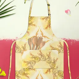 ArtzFolio Ethnic Circular Ornament D6 Kids Yellow & White Apron-image-93
