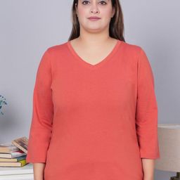 Mlada Women Solid V-Neck Cotton T-shirt-image-23