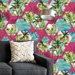 ArtzFolio Printed UV-Resistant Anti-Bacterial Tropical Leaves And Palm Trees Peel & Stick Wallpaper-image-98