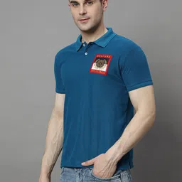 HUSHBUCKS Men Polo Collar Applique T-shirt-image-41