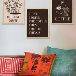 Kotart Brown & Off White 3 Pieces Restaurant Wooden Wall Arts-picture-3