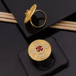 TKRB SALES Stone-Studded Adjustable Finger Ring-4