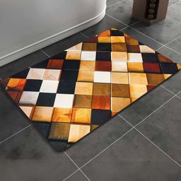 IVAZA Walnut Brown Geometric Patterned 550 GSM Bathmat-1