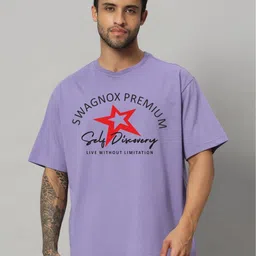 SWAGNOX Men Typography Printed V-Neck Drop-Shoulder Sleeves T-shirt-picture-0