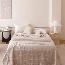 JC HOME Khaki & White Checked AC Room 233 GSM Double Bed Quilt-image-68