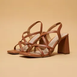 ERIDANI Striped Block Sandals-5