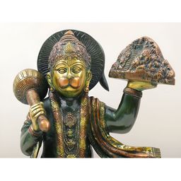 Exotic India Green & Gold Toned Lord Hanuman Brass Idol Showpiece-image-40