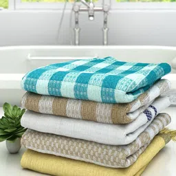 Aura Yellow & White 5 Printed Cotton 210 GSM Bath Towel-picture-21