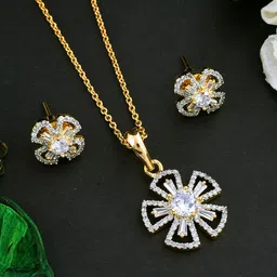 SHILLYN Gold-Plated CZ Studded Jewellery Set-image-53