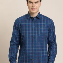 Turtle Relaxed Tartan Checked Spread Collar Slim Fit Pure Cotton Shirt-image-75