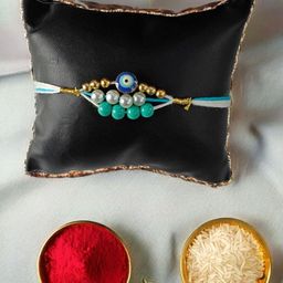 Ziory Pearl Beaded Evil Eye Thread Rakhi-image-99