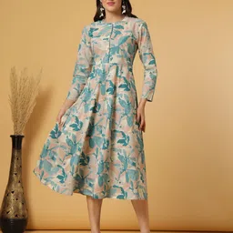 LARGISH Print Layered Fit & Flare Midi Dress-image-11