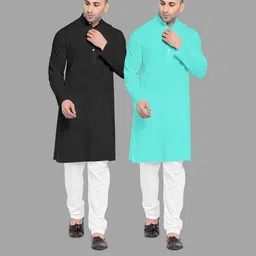 VS MALL Sea Green Cotton Blend Kurta Sets-picture-28