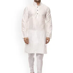 VEERA PARIDHAAN Men Regular Raw Silk Kurta with Churidar-image-25