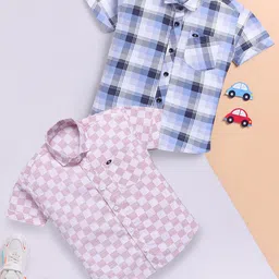 Toonyport Boys Pack Of 2 Checked Printed Cotton Casual Shirt-picture-42