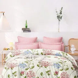 Crest Innovative Lives White & Green Floral Microfiber Heavy Winter 400 GSM Double Bed Comforter-image-88