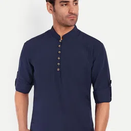 LIFE ROADS Mandarin Collar Cotton Straight Short Kurta-picture-51