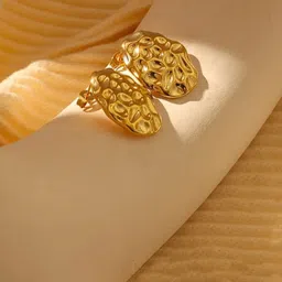 V FASHION JEWELLERY Stainless Steel Gold-Plated Oval Shaped Studs-picture-18