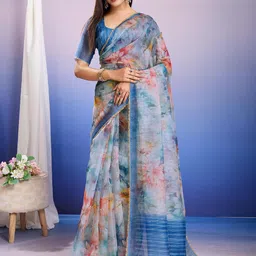 Mitera Floral Sequinned Organza Designer Saree-image-42