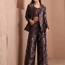 OBSHIVKA Regal Weave Ethnic Motifs Printed Crop Top With Trousers AndJacket-picture-9