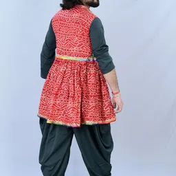 AGLARE Men Bandhani Printed Regular Mirror Work Kurta with Dhoti Pants image 4