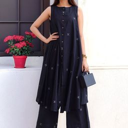 Moda Rapido Geometric Printed Sleeveless A-Line Kurta With Palazzos-picture-5
