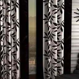 BELLA TRUE Black & White 2 Pieces Floral Window Curtains-image-31