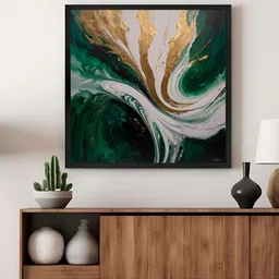 999Store Green & White Canvas Emerald Waves With Hints Wall Art-image-4