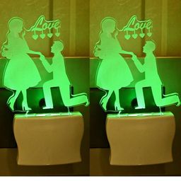 SOMIL Pack of 2 Green & Blue Printed Glass Abstract Shaped Shaped Wall Lamp-image-95