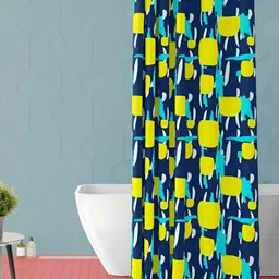 ArtzFolio Yellow and Blue Geometric Printed Waterproof Shower Curtain-image-68