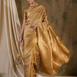 DEVATITHI Ethnic Motifs Zari Silk Blend Banarasi Saree-picture-23