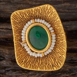 Kushal's Fashion Jewellery Gold-Plated Stone-Studded & Beaded Adjustable Finger Ring-image-29